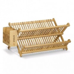 EFINE  Dish drying racks bamboo folding kitchen square dish plate drain rack organizer over the sink dish drying rack