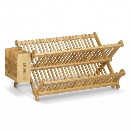 EFINE  Dish drying racks bamboo folding kitchen square dish plate drain rack organizer over the sink dish drying rack