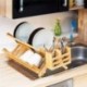 EFINE  Dish drying racks bamboo folding kitchen square dish plate drain rack organizer over the sink dish drying rack