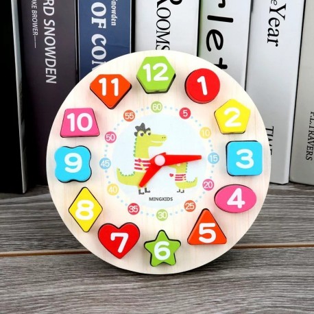 MINGKIDS  Toy clocks and watches Wooden early education infant beaded clock watch small around bead shape cognitive grip board combination set educational toy
