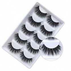 Celecos False Eyelashes, 3D Faux Mink Fake Eyelashes Handmade Dramatic Thick Crossed Cluster False Eyelashes Black Nature Fluffy Long Soft Reusable(5 Pairs)