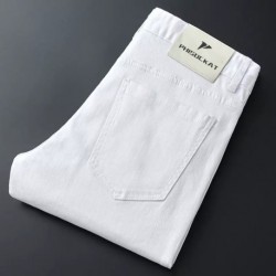  PHISOCKAT  White Casual Pants For Men New Design Slim Pencil Pants For Men