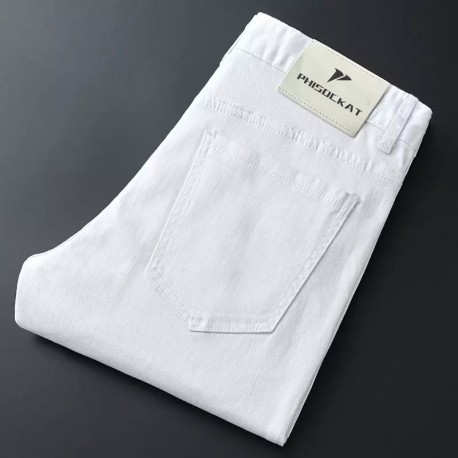  PHISOCKAT  White Casual Pants For Men New Design Slim Pencil Pants For Men