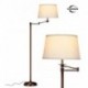 YUANMAN Swing Arm LED Floor Lamp- Classic Lamp with Extending Arm - Diffusing Lamp Shade - Tall Industrial Uplight for Living Room, Family Room, Office or Bedroom - Bronze