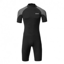 ChinCi  New 1.5 mm wet suit men's short-sleeved shorts one-piece suntan bathing suit