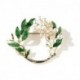 YHEZXUN  Fashion simple gold-plated alloy green leaf pearl gardenia brooch