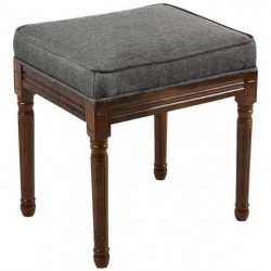 CYhom Grey Linen Bench with Wooden Legs-Window Seat-Chairs Footstools Bench Stools for Bedroom/Living Hallway Furniture-Upholstered Chair