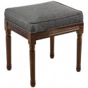 CYhom Grey Linen Bench with Wooden Legs-Window Seat-Chairs Footstools Bench Stools for Bedroom/Living Hallway Furniture-Upholstered Chair