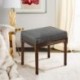 CYhom Grey Linen Bench with Wooden Legs-Window Seat-Chairs Footstools Bench Stools for Bedroom/Living Hallway Furniture-Upholstered Chair