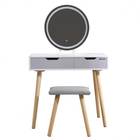  A AIWOOD  Wooden Bedroom Dresser Set Storage Dresser With Mirror Dressing Table