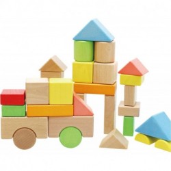 Joaaea Large Wooden Building Blocks Set - Educational Preschool Learning Toys with Carrying Bag , Toddler Blocks Toys for 3+ Year Old Boy and Girl Gifts