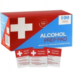 LYPPGU Alcohol Prep Pads (100-Pack) | Thick 2-Ply Sanitizing Isopropyl Medical Wipes | Individually Wrapped Alcohol Cleansing Swabs , Diabetic Supplies, Hospitals