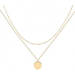 Essenrong Gold Layered Necklace,14K Gold Disc/Circle Bead Chain Dainty Elegant Simple Layer Necklace for Women
