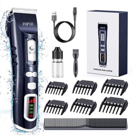 FOPIE Cordless Hair Clipper [Rechargeable Professional Hair Cutting Kit] [Safe & Easy Hair Trimmer] 
