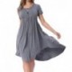 Womens Summer Short Sleeve High Low Pleated Swing Loose Casual Midi Dress[sample]