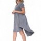 Womens Summer Short Sleeve High Low Pleated Swing Loose Casual Midi Dress[sample]