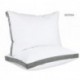 SKZNSA Gusseted Pillow (2-Pack) Premium Quality Bed Pillows - Side Back Sleepers - Grey Gusset - Queen - 18 x 26 Inches