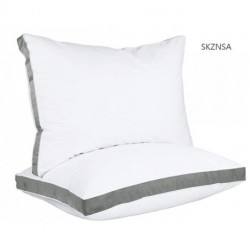 SKZNSA Gusseted Pillow (2-Pack) Premium Quality Bed Pillows - Side Back Sleepers - Grey Gusset - Queen - 18 x 26 Inches