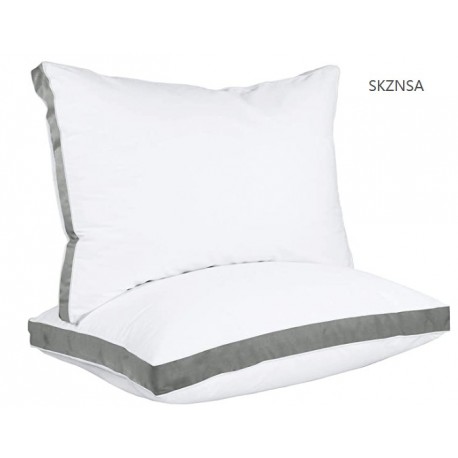 SKZNSA Gusseted Pillow (2-Pack) Premium Quality Bed Pillows - Side Back Sleepers - Grey Gusset - Queen - 18 x 26 Inches