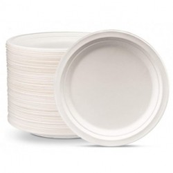 Tuzueu 100% Compostable 9 Inch Heavy-Duty Plates [125 Pack] Eco-Friendly Disposable Sugarcane Paper Plates