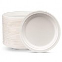 Tuzueu 100% Compostable 9 Inch Heavy-Duty Plates [125 Pack] Eco-Friendly Disposable Sugarcane Paper Plates