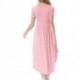 Womens Summer Short Sleeve High Low Pleated Swing Loose Casual Midi Dress[sample]