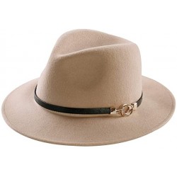 LOZAAO Womens Fedora Hat 100% Wool Wide Brim Felt Panama Sun Hats Vintage Trilby Cap with Buckle
