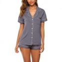 LOZAAO Womens Pajamas Set Short Sleeve Sleepwear Button Down Nightwear Shorts Soft Lounge Sets S-XXL