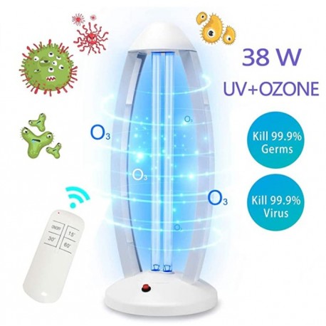 HOVOBO UV Light Sanitizer,  Disinfection Lamp, Remote Control Germicidal Lamp Steriliser Light Ultraviolet Ozone Sterilization for Home Kills 99% of Germs Viruses,38W