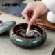 MOKEN Large Ceramic Ashtray with Lids for , Original Windproof ALarge Ceramic Ashtray with Lids for Cigarettes, Original Windproof Ashtray for Indoor Outdoor Patio Home&Office,  Desktop Decoration Ash Tray for Men Women - Blue