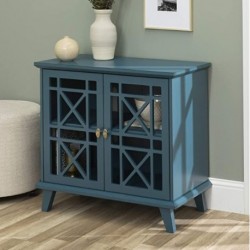 JDKBO Wood Accent Buffet Sideboard Serving Storage Cabinet with Doors Entryway Kitchen Dining Console Living Room, 32 Inch, Blue