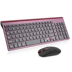 Wireless Keyboard Mouse Combo, BNOQIB Compact Full Size Wireless Keyboard and Mouse Set 2.4G Ultra-Thin Sleek Design for Windows