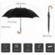 ERZUKU Stick Umbrella Oversize Windproof Umbrella Wooden Hook Handle J Stick Automatic Open Fast Drying Umbrella for Men Women … (Black)