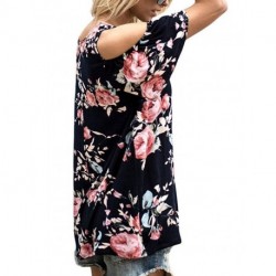 Women's Floral Print Cut Out Shoulder Short Sleeve T Shirt Blouse[sample]
