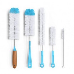 suwei Bottle Brush Cleaner 5 Pack - Long Water Bottle and Straw Cleaning Brush - Kitchen Wire Scrub Set for Washing, Wine Decanter, Baby, Kombucha, Pipes, Hydro Flask Tumbler, Sinks, Beer Brewing Supplies