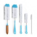 suwei Bottle Brush Cleaner 5 Pack - Long Water Bottle and Straw Cleaning Brush - Kitchen Wire Scrub Set for Washing, Wine Decanter, Baby, Kombucha, Pipes, Hydro Flask Tumbler, Sinks, Beer Brewing Supplies