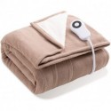Jaciry Heated Blanket Throw Electric - with 5 Heat Setting, Fast Heating Blanket, 4 H Timer Auto - Off, Super Fuzzy Soft Microfiber Sherpa/Fleece Reversible Throw Blanket, 50 x 60 Inch Beige