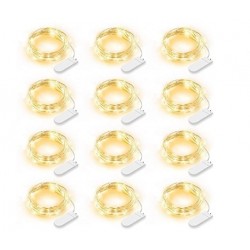CLDRHD Fairy Lights, 12 Pack LED Fairy String Lights Battery Operated String Lights Waterproof, 20 LEDs Flexible Firefly Starry Moon Lights for Wedding Bedroom Jars Festival Decoration Warm White