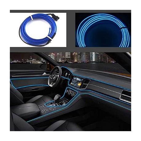  GUAYAN El Wires Car kit 5m/16ft Cold Interior Trim Bright Car Decorative Atmosphere Neon Light Tube Circle Up to 360 Degrees with Cigarette(Blue)
