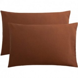AMIBFC 2 Pack Microfiber Pillowcases, Envelope Closure, Ultra Soft and Premium Quality, 20" x 30" (Coffee, Queen)