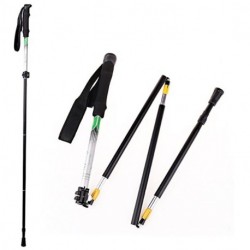 PAJLHG Travel Folding Trekking Hiking Pole with Carrying Case,Collapsible Cane Adjustable Walking Stick Portable Mobility Aid for Women Men Hikers Gift,Black