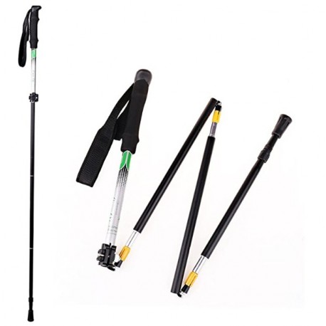 PAJLHG Travel Folding Trekking Hiking Pole with Carrying Case,Collapsible Cane Adjustable Walking Stick Portable Mobility Aid for Women Men Hikers Gift,Black