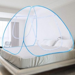 JREEDI Pop-Up Mosquito Net Portable Folding Mosquito Net Tent with Bottom Double Doors Bed Tent for Baby Toddlers Adult (King Size, 71"x79"x59") (Blue)