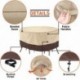 DCGYBH Outdoor Furniture Set Cover, Patio Waterproof Table and Chair Cover, Heavy Duty Large Veranda Round Dining Table Cover with Air Vent, Weather Resistant, 94" Dia, Beige & Brown