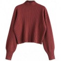 PVATGB Women's Mock Neck Long Sleeve Ribbed Knit Basic Pullover Sweater
