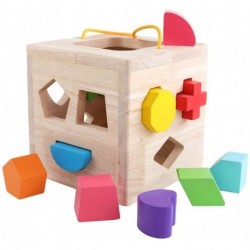 BYUQDF Shape Sorter Toy My First Wooden 12 Building Blocks Geometry Learning Matching Sorting Gifts Didactic Classic Toys for Toddlers Baby Kids 2 3 Years Old