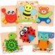 BGIUQD Wooden Jigsaw Puzzle Set, 6 Pack Animal Shape Color Montessori Toy, Fine Motor Skill Early Learning Preschool Educational Gift Game for 2 3 4 5 Years Old Kid Toddler