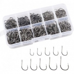 CPOGEBD Fishing Hooks, 500 Pack High Carbon Steel Circle Hooks with Barbs Premium Fishhooks with Plastic Box, 10 Sizes Fishing Hooks Freshwater Fish Hooks
