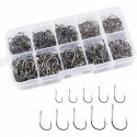 CPOGEBD Fishing Hooks, 500 Pack High Carbon Steel Circle Hooks with Barbs Premium Fishhooks with Plastic Box, 10 Sizes Fishing Hooks Freshwater Fish Hooks