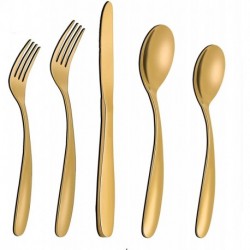 Mogaly Gold Silverware Set, 20-Piece Stainless Steel Flatware Set Service for 4, Tableware Cutlery Set for Home and Restaurant, Knives Forks Spoons, Mirror Polished, Dishwasher Safe (Gold)